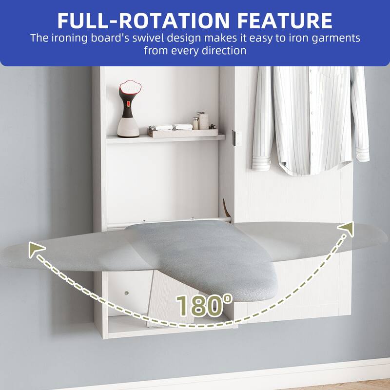 Moasis 47.2 Inch Wall Recessed Ironing Board Cabinet with 4 Storage Shelves