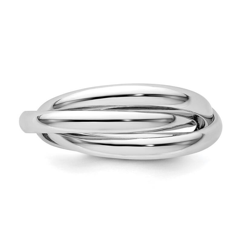 Curata 14k White Gold Hollow Polished Rolling Ring