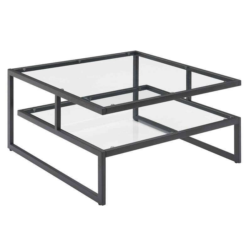 Convenience Concepts Royal Crest Stripes 2 Tier Glass Coffee Table