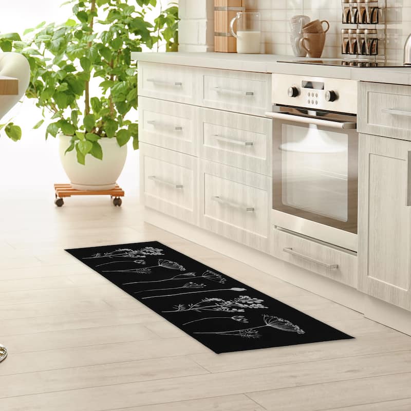 Wool Effect Wildflowers Kitchen Mat or Runner Rug