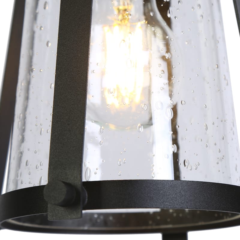 Modern Farmhouse Black Kitchen Island Pendant Lights with Cone Seeded Glass - 6.5"W x 6.5"D x 13.2-70.7"H