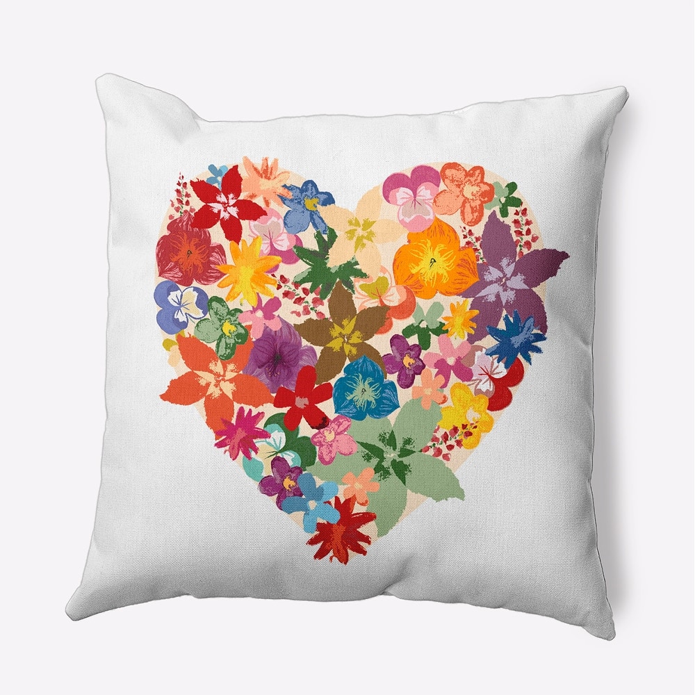 Flowery Heart Decorative Throw Pillow