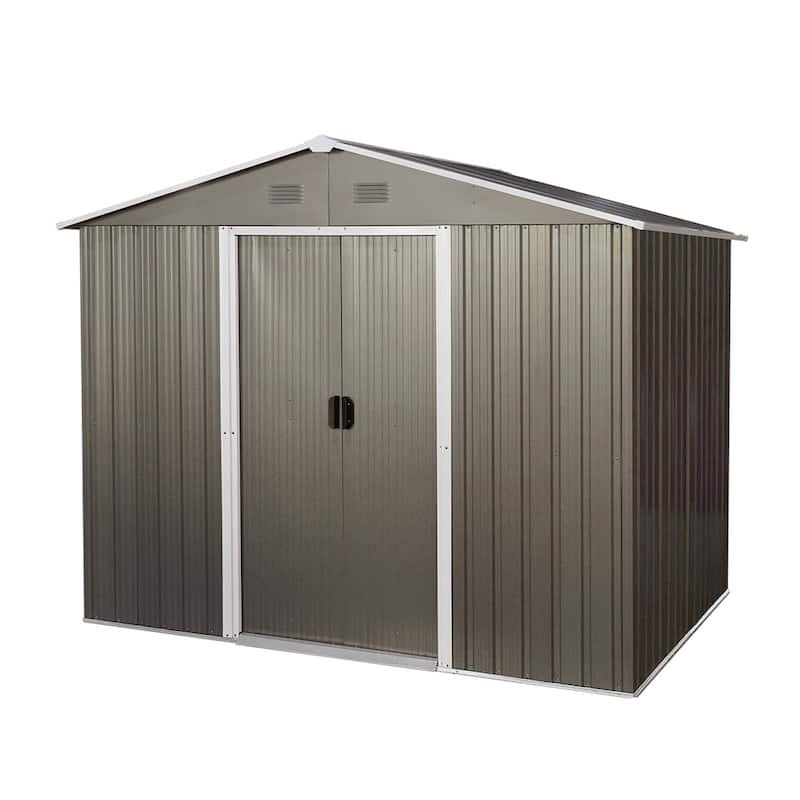 8ft x 6ft Outdoor UV Resistant Metal Storage Shed with Doors