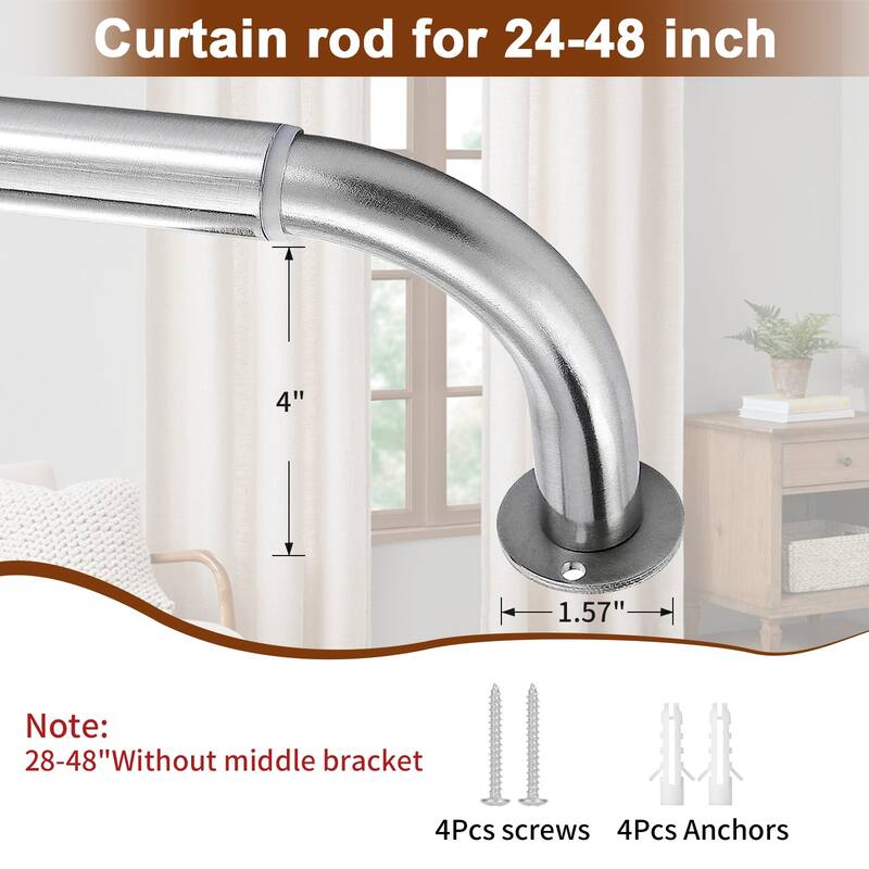 Meriville 1-Inch Diameter Wrap Around Blackout Curtain Rod, Round Base
