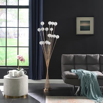 Multi Light Acrylic Globe Aluminum LED Yellow Gold Metal Floor Lamp