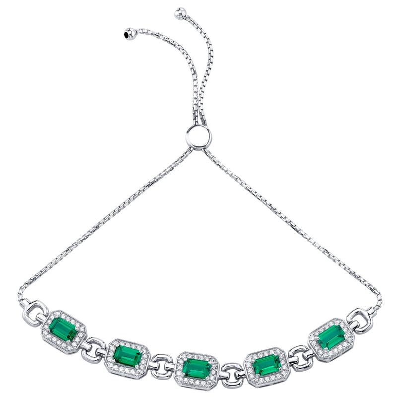 3 ct Emerald Adjustable Bracelet in Sterling Silver