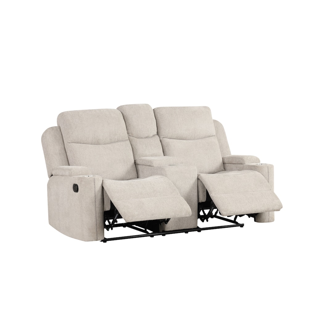 Light Gray Chenille Motion Loveseat W/Console