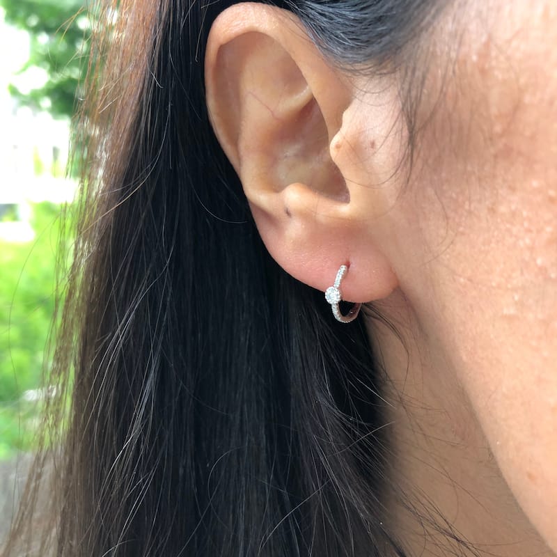 Joelle Collection Diamond Huggie Earrings 14K White Gold 1/5ct TDW