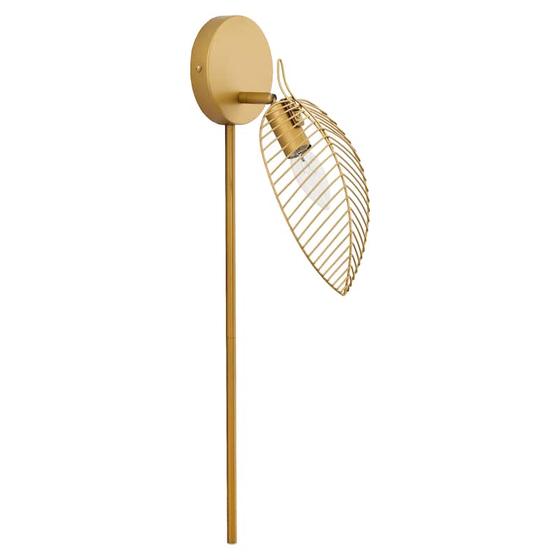 Jaida River of Goods Brushed Gold Metal Leaf Dome Shade Wall Sconce - 6" x 11.25" x 28.75"