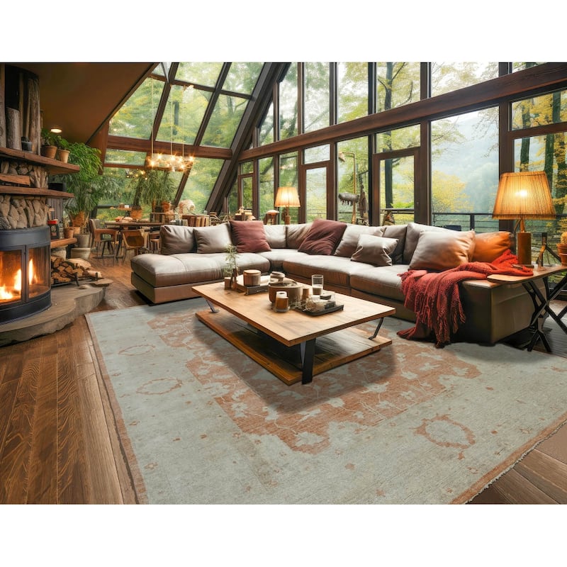 LoomBloom Peach Traditional Turkish Oushak Wool Oriental Area Rug - 9' 1'' x 12' 10''