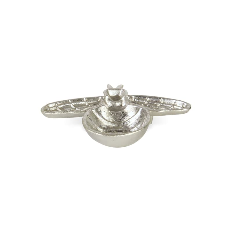 HomeRoots 8" Silver Cast Iron Bumble Bee Trinket Tray - 8.00 in. x 1.25 in. x 6.50 in.