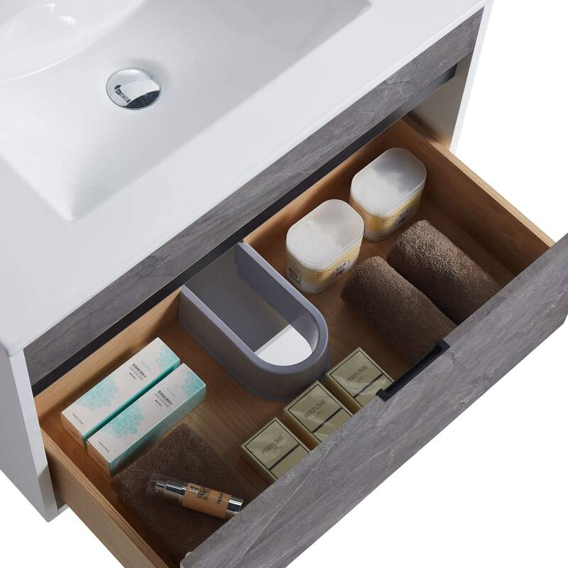 Fine Fixtures - Wall Mount Bathroom Vanity And Sink, Knob Free Design - Alpine Collection -