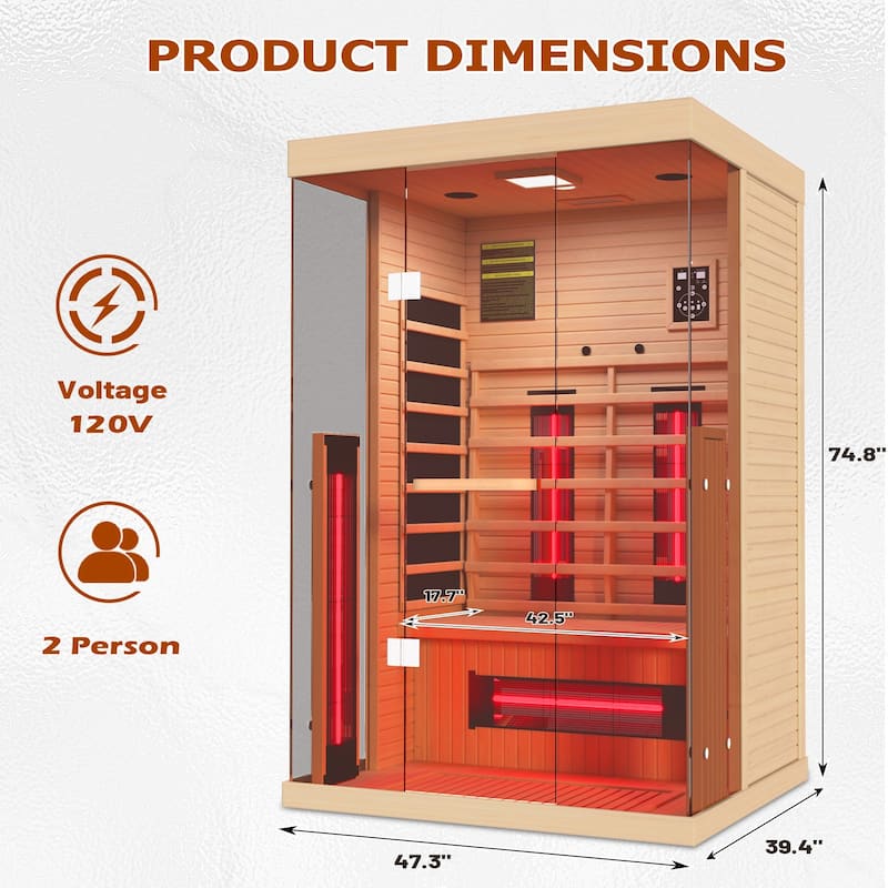 EROMMY up to 3 Person Infrared Sauna with 15-Minute Warm-Up Heater Tube and Carbon Plate