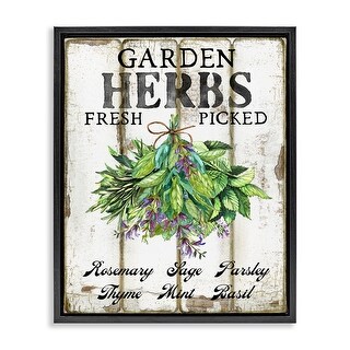 Stupell Fresh Picked Garden Herbs Framed Floater Canvas Wall Art Design ...