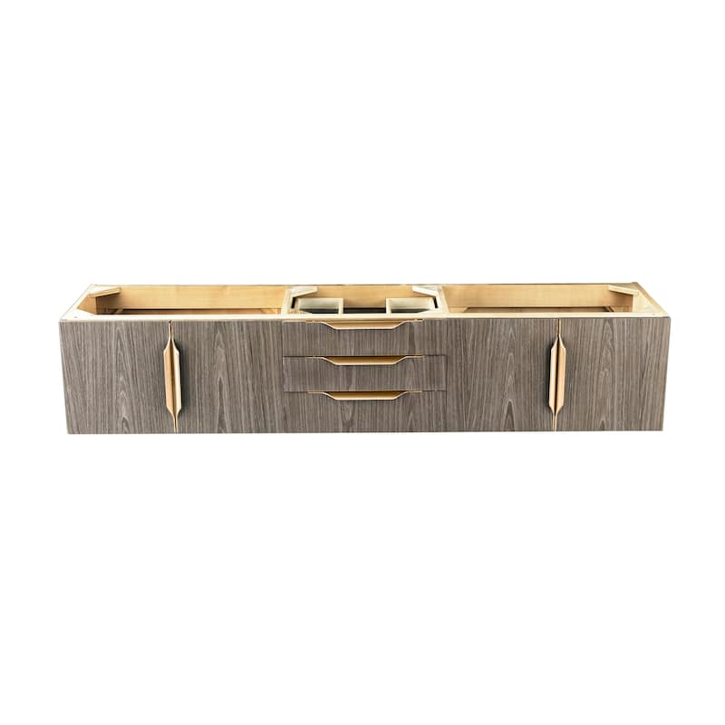 James Martin Vanities Mercer Island 72" Double Vanity, Ash Gray with Radiant Gold Hardware