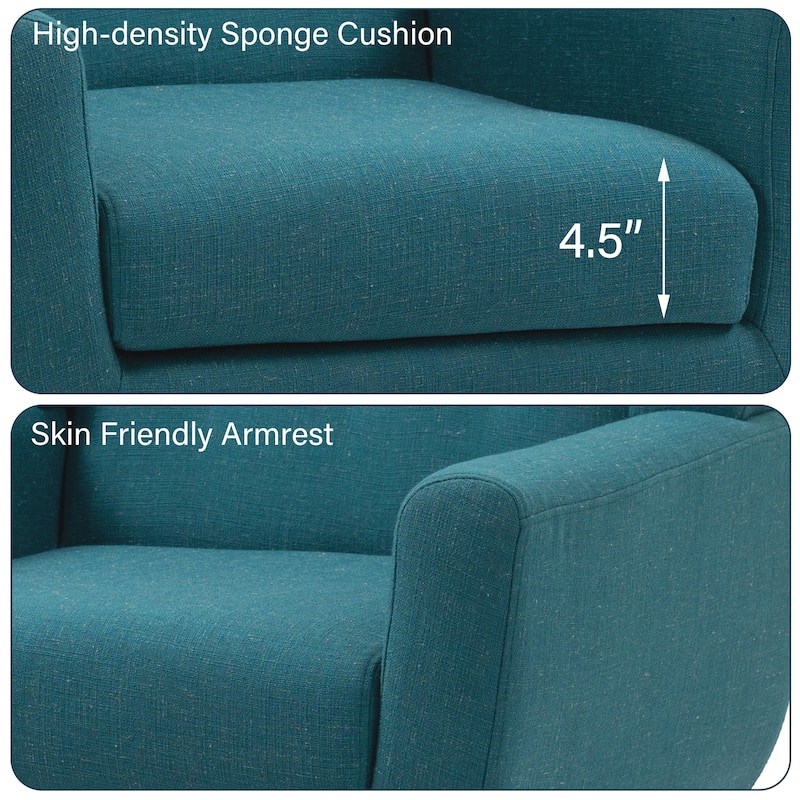 Set of 2 Modern Accent Chair Cotton Linen Upholstered Armchair for Living Room