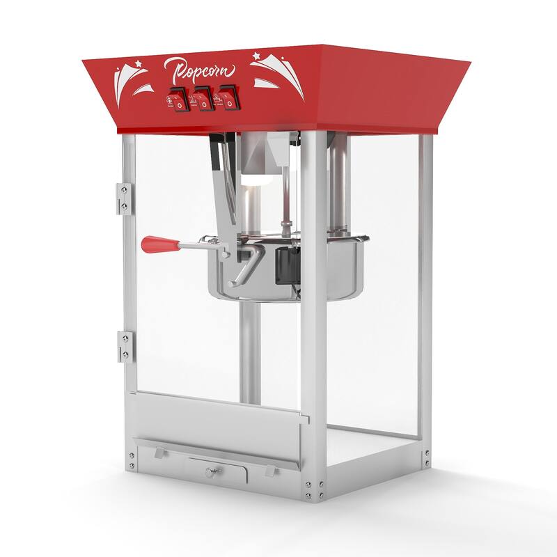 Commercial Popcorn MAKER Machine, 12 Ounce Kettle Stainless Steel Popcorn Maker with Tempered Glass, Warming Deck