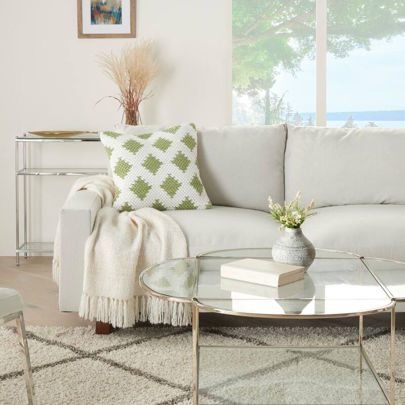Mina Victory Life Styles Textured Geometric Woven Diamonds Throw Pillow 20" x 20"
