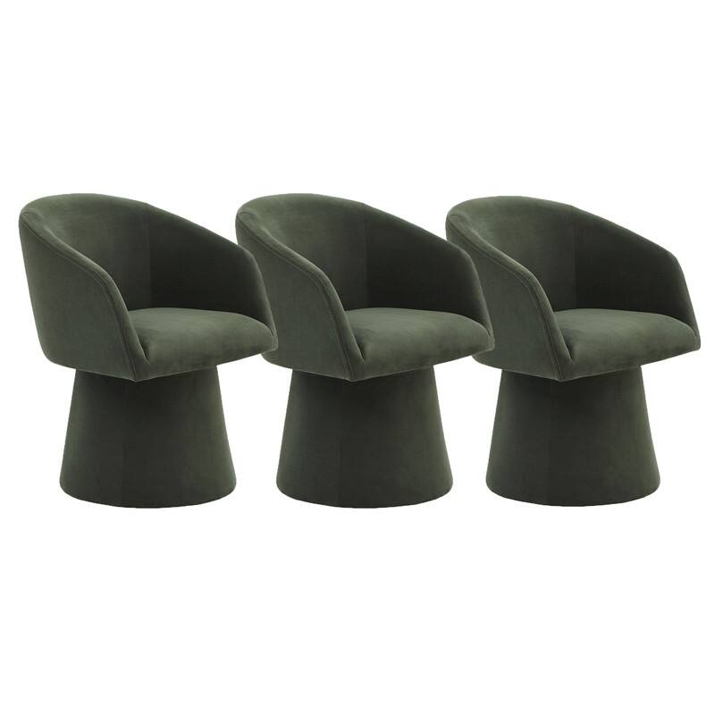 Evie Modern Upholstered Fabric Swivel Dining Chair - Set of 3 - Green