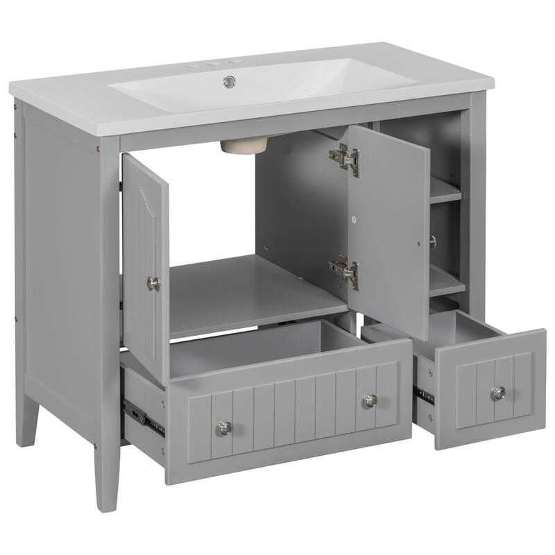 36" Bathroom Vanity with Solid Wood Frame
