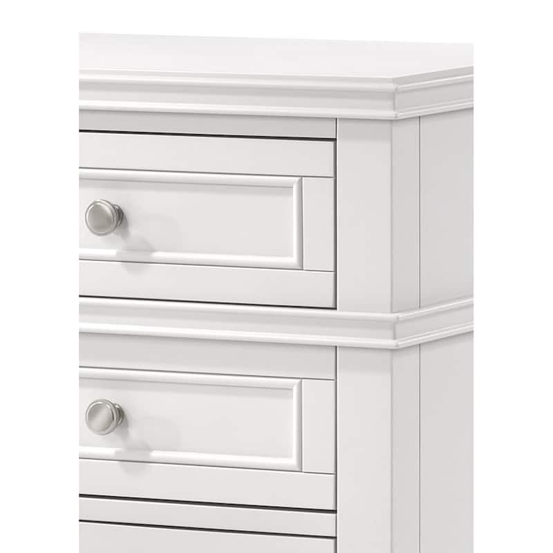 White 3-Drawer Nightstand with USB Charging Port