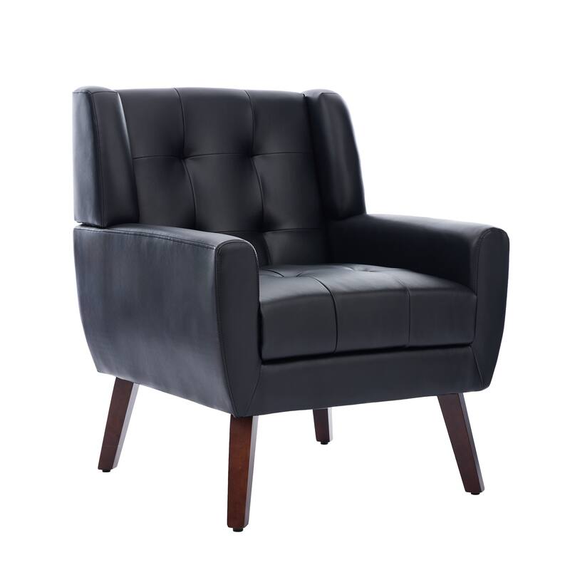 Modern Tufted Wingback Accent Chair Linen/Faux Leather/Velvet Armchair