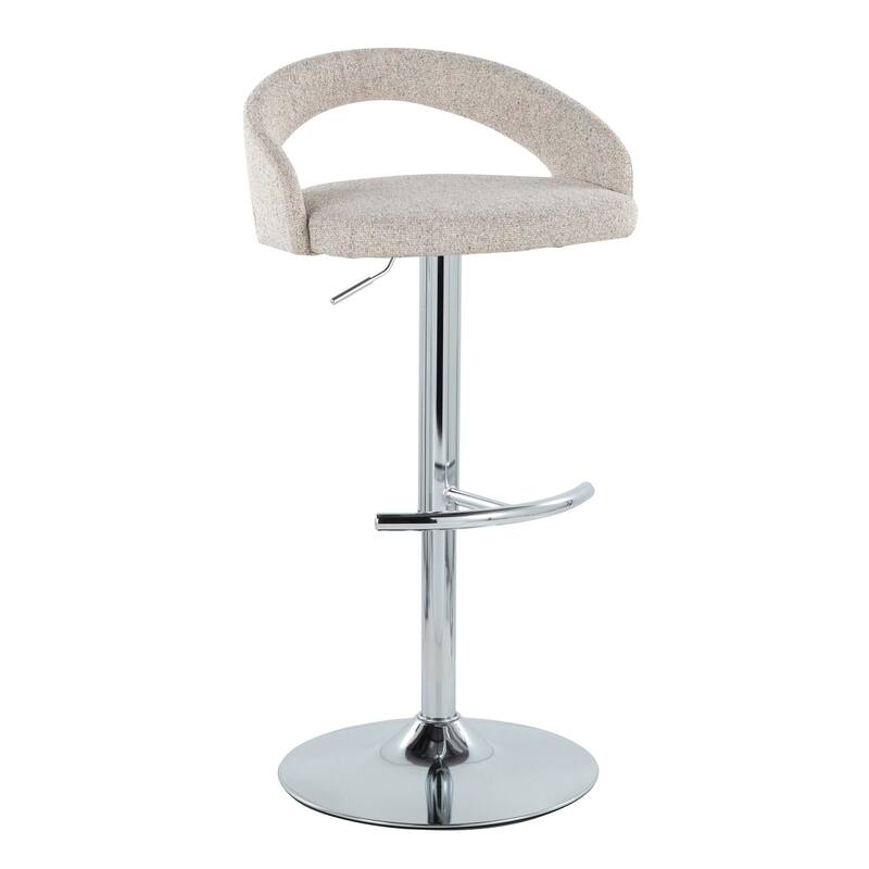 Grotto Upholstered Adjustable Barstool with Chrome Base - Oat Fabric