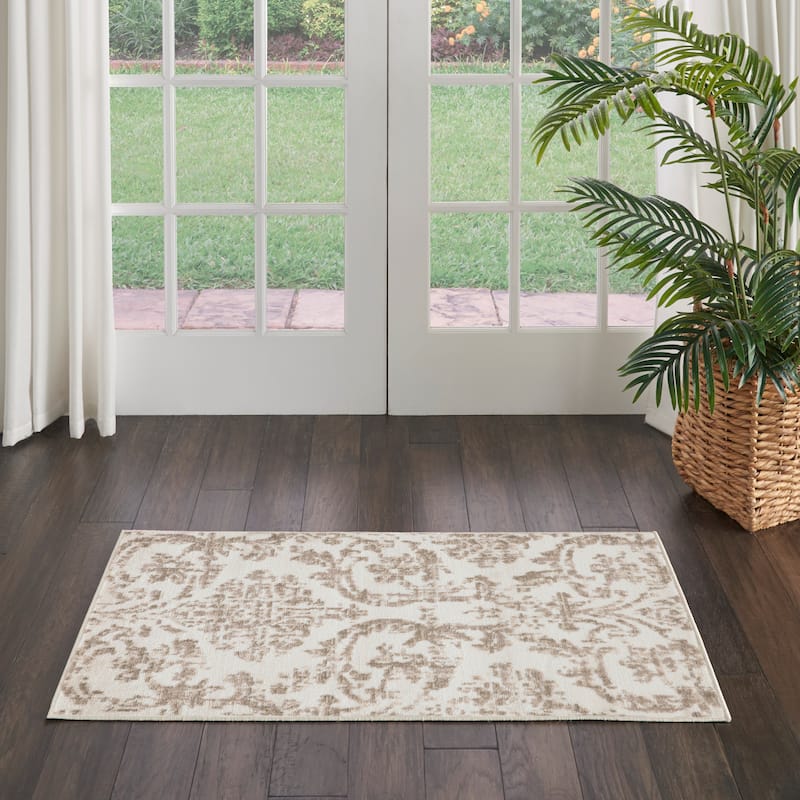 Nourison Jubilant Vintage Farmhouse Damask Area Rug