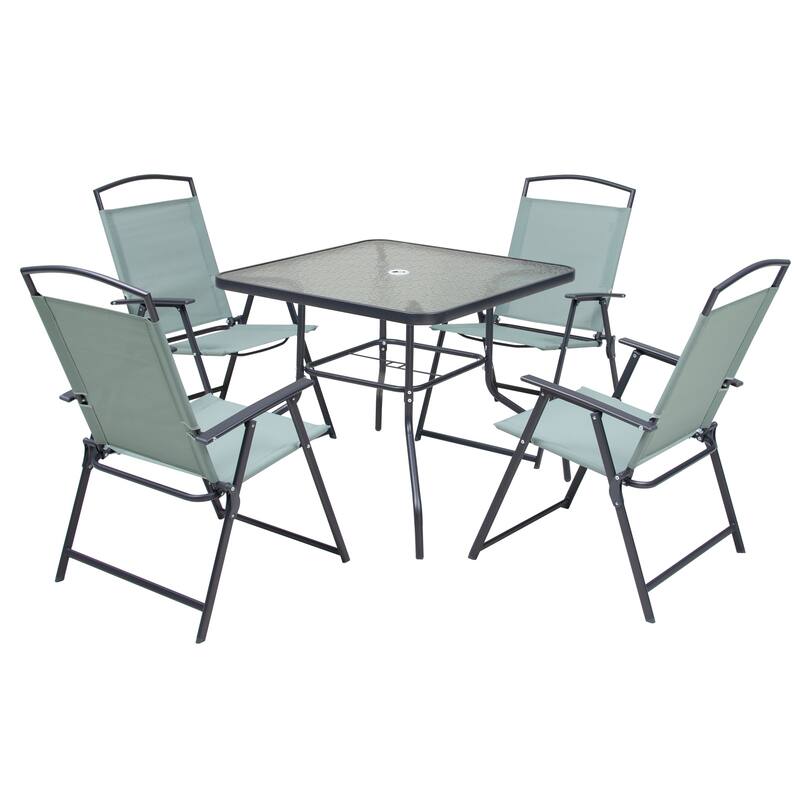 Pellebant Outdoor 5-piece Patio Dining Set with Folding Chairs