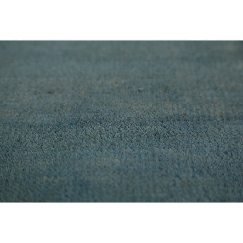 Blue Gabbeh Modern Rug Handmade Solid Wool Carpet - 3'4" x 4'11"