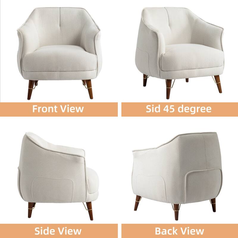 XINMICS Mid-Century Modern Accent Chair, Tufted Upholstered Armchair for Living Room, Bedroom, Set of 2