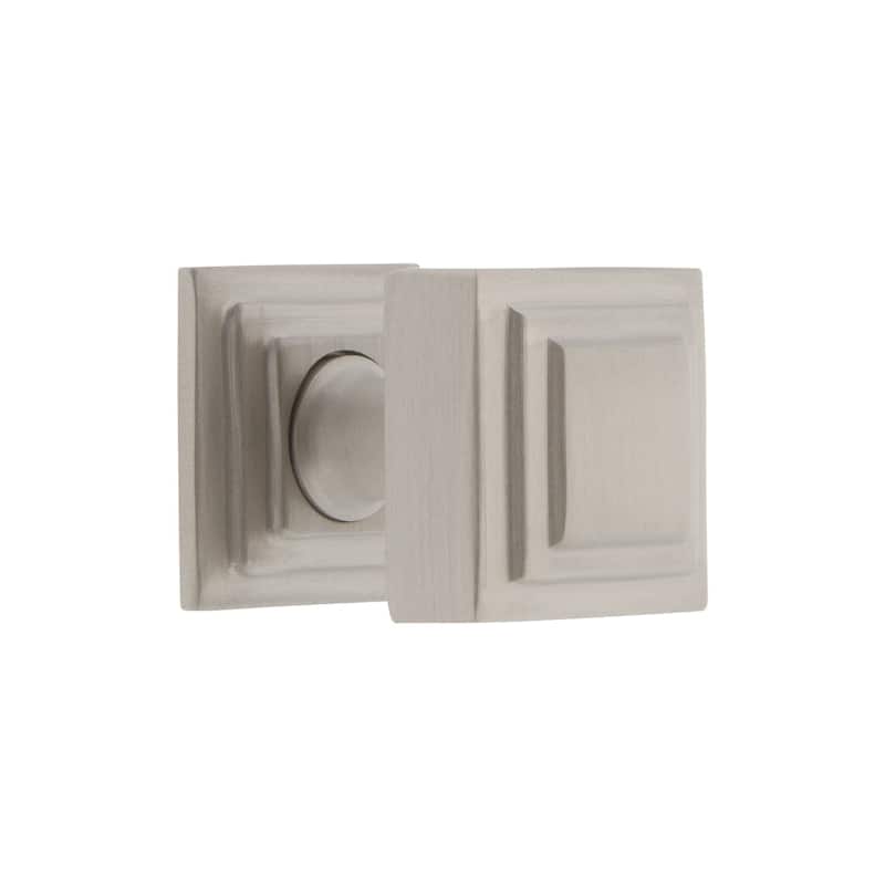Grandeur CARR-BRASS-KNOB-CARR Carre 1-1/4" Solid Metal Stepped Square - Satin Nickel