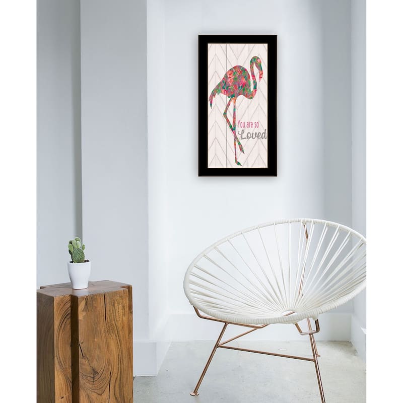 TrendyDecor4U "You are so loved- Flamingo" Framed Print Wall Art