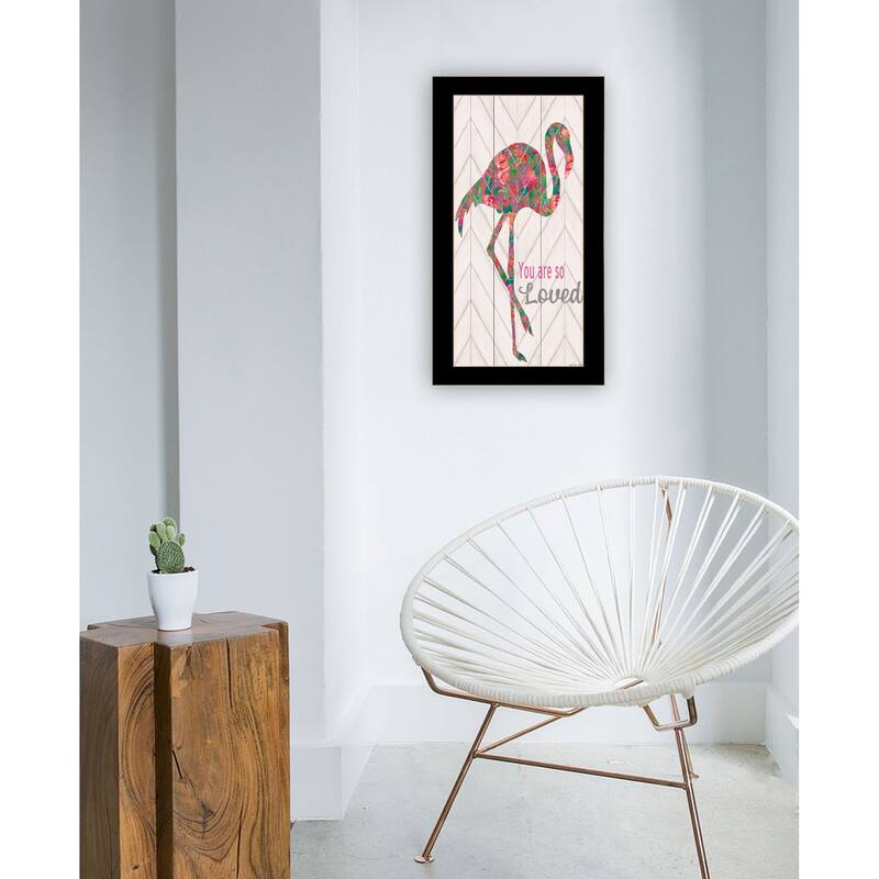 TrendyDecor4U "You are so loved- Flamingo" Framed Print Wall Art