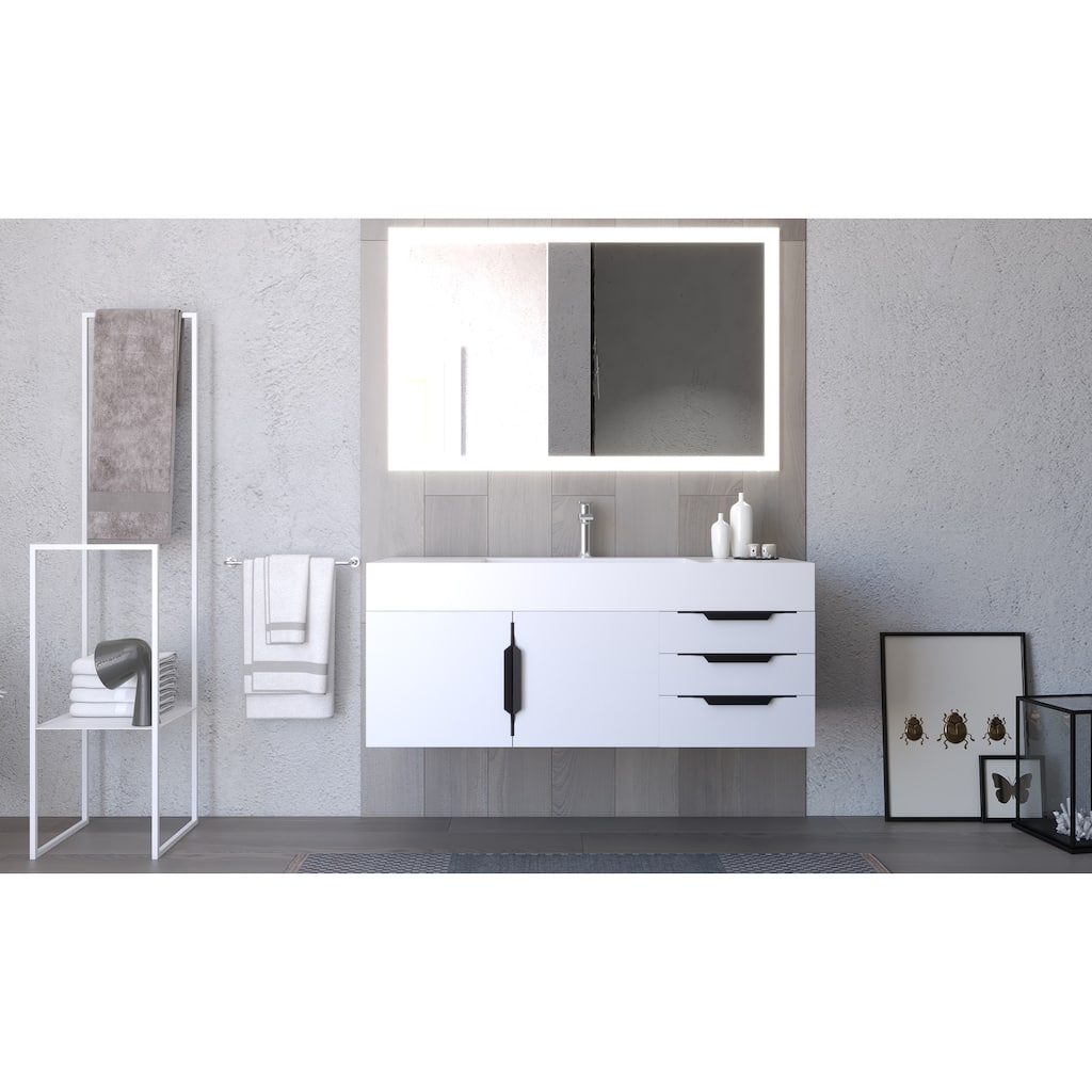 Amazon 48" Wall Mounted Bathroom Vanity Set with White Solid Surface Top