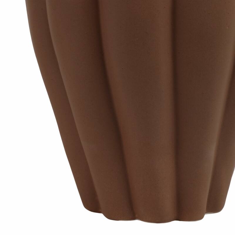 Stoneware Decorative Jar with Lid Fluted Sculpted Silhouette Style