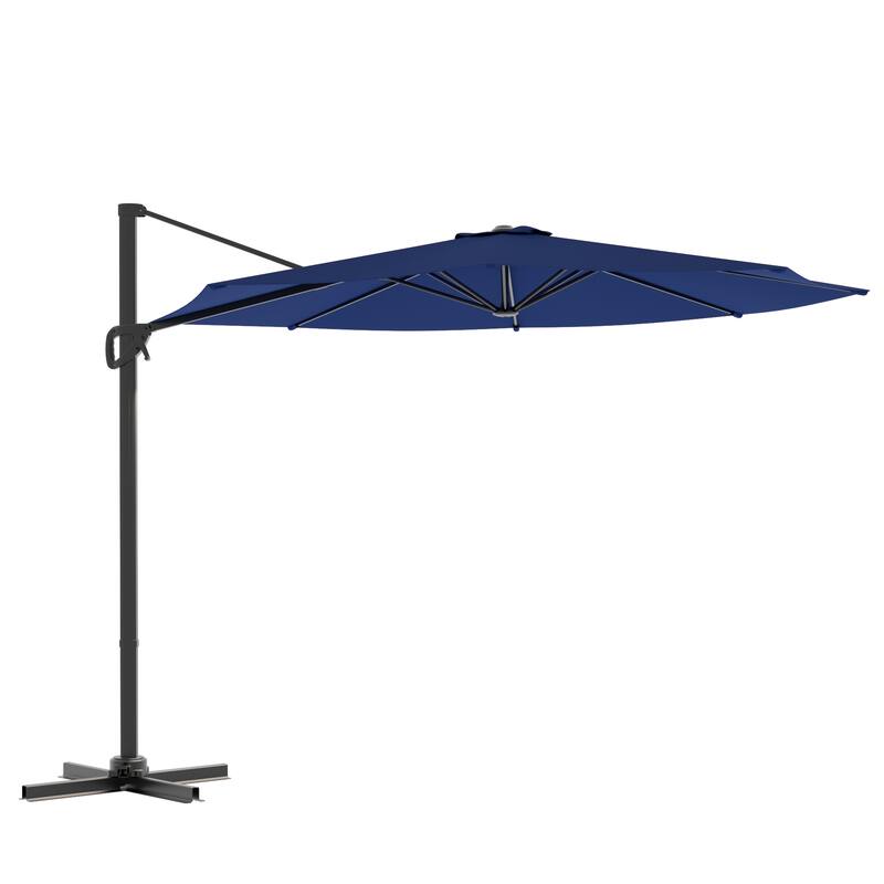 LIVOOSUN 10FT Round Cantilever Umbrella Patio Offset Umbrella For Outdoor Space, Solution-Dyed Fabric, 360° Rotation System