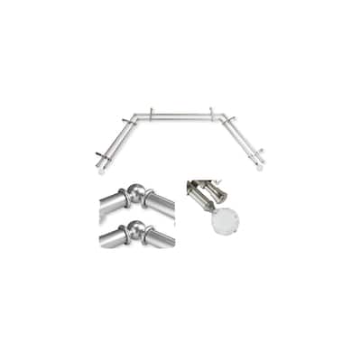 Art Deco Curtain Rods & Hardware Set - Adjustable Rods with Finials - Satin Nickel Finish - M