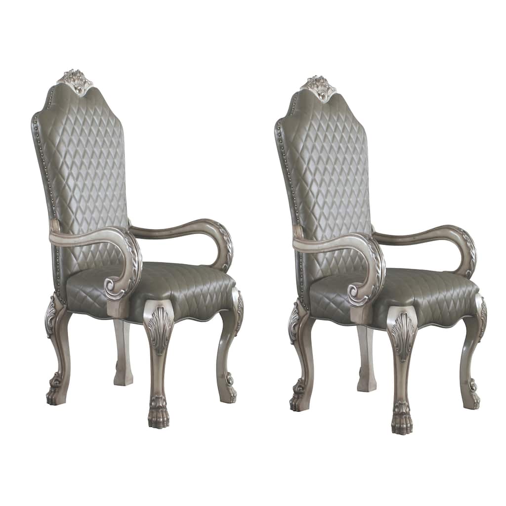 Grey and Vintage Bone White Arm Chairs (Set of 2)