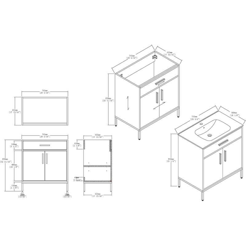 Blossom Freestanding Bathroom Vanity with SMC Sink All Wood