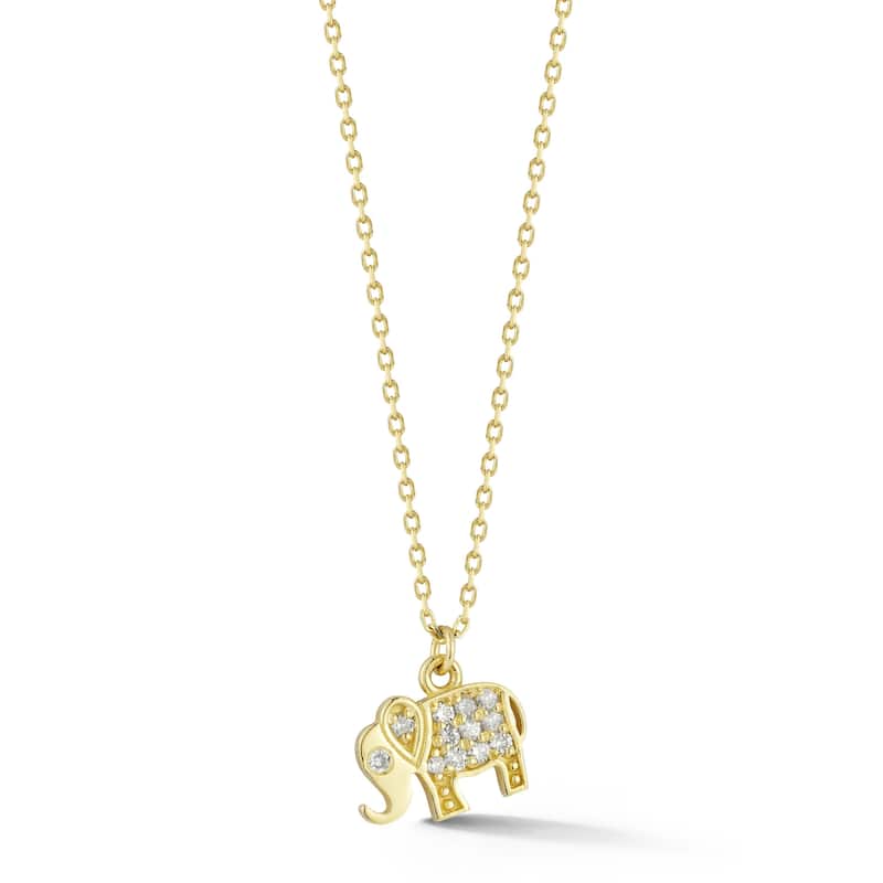 Soleil 14K Gold Diamond Dainty Elephant Pendant Necklace