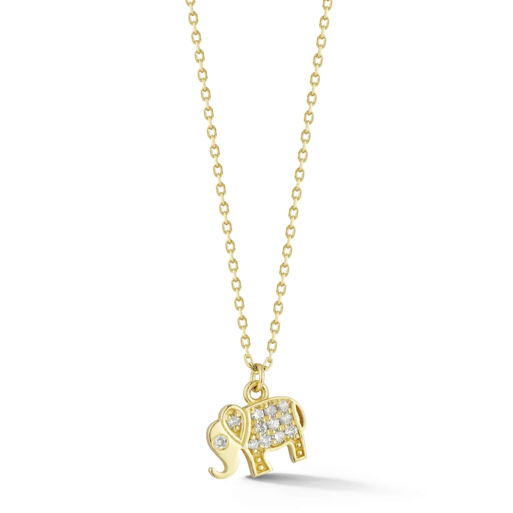 Soleil 14K Gold Diamond Dainty Elephant Pendant Necklace