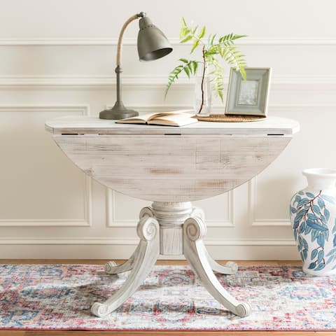 SAFAVIEH Forest Antique White Drop Leaf Dining Table - 43.3' x 43.3' x 30.7'