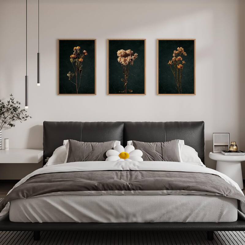 Boho Floral Framed Canvas Wall Art Set