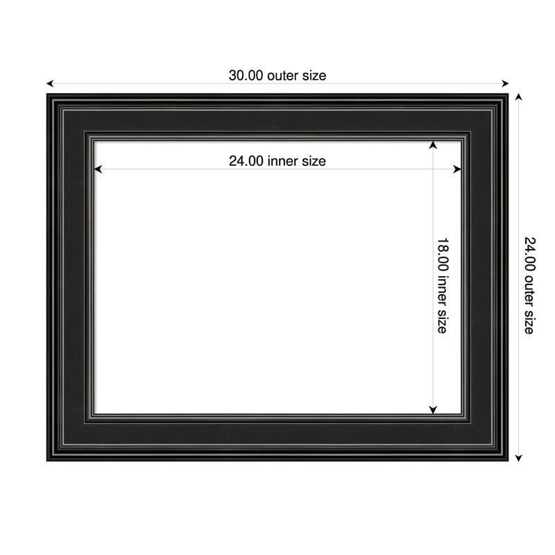Amanti Art Ridge Black Framed Dry Erase Magnetic Board - 30 x 24 in - Ridge Black