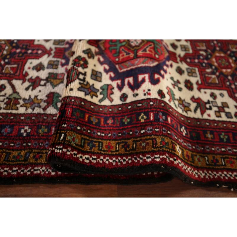 Tribal Gharajeh Persian Runner Rug Handmade Beige Wool Carpet - 2'7"x 9'7"