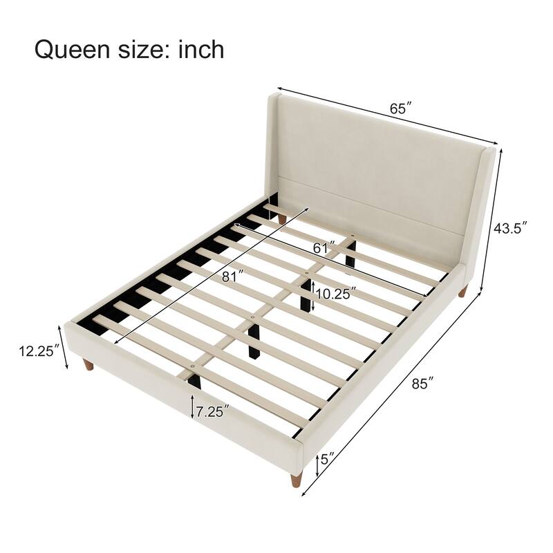 Modern Boucle Upholstered Platform Bed by Harper&Bright Designs
