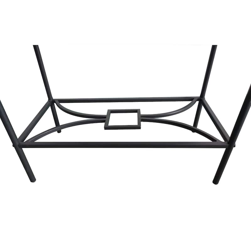 Modern Side Accent Table, Black Metal & Wood