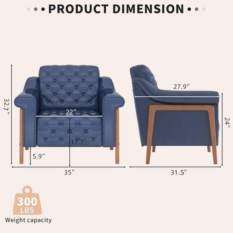 Cozy Accent Chair,PU Leather Modern Living Room Chairs,Mid-Century Office Reading Chair,Single Sofa,Armchair