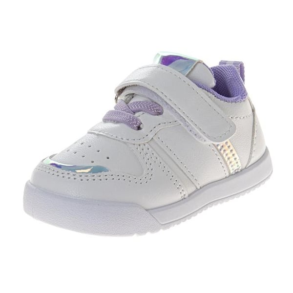 slide 1 of 1, Josmo Girls' Hook and Loop Sneakers. (Infant/Toddler) White/Lime - 3
